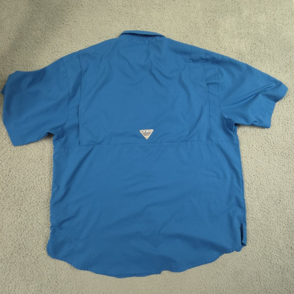 Columbia Tamiami PFG Shirt Mens XL Blue Short Sleeve Vented Hiking Fishing - Picture 9 of 15